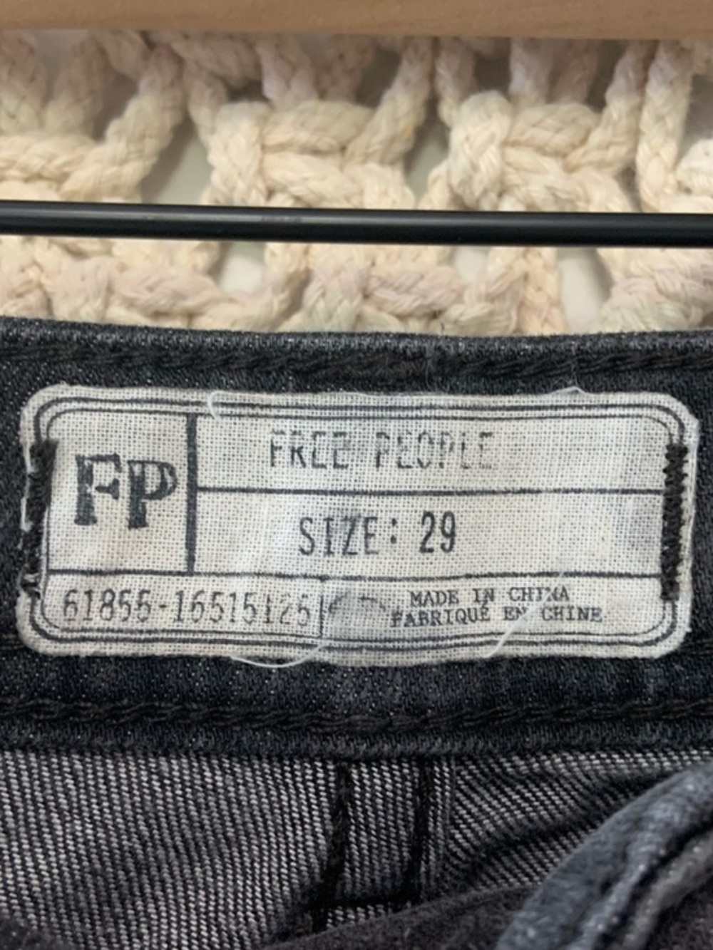 FREE PEOPLE Summer Solstice Tuxedo Distressed Washed Black Beaded Jeans 29 - Picture 15 of 15